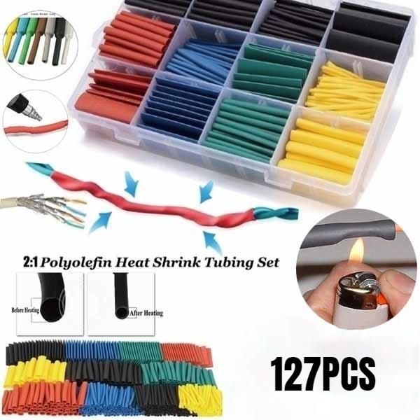 

professional hand tool sets 127pcs heat shrink tube kit insulation sleeving polyolefin shrinking assorted 2:1 tubing wire cable