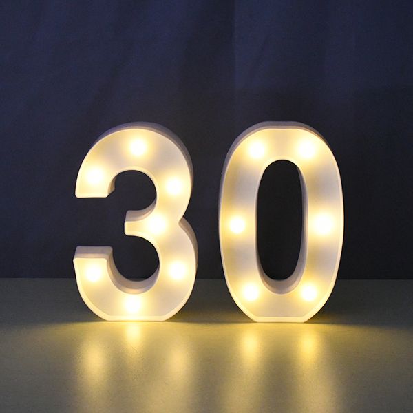 Número de alfabeto letra digital LED luz branca luz para cima decoração símbolo de parede decoração de parede de casamento janela exibição 10