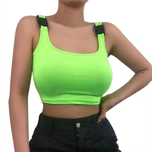 

summer women tank sleeveless backless buckle strap crop cropped feminino mujer streetwear debardeur femme, White