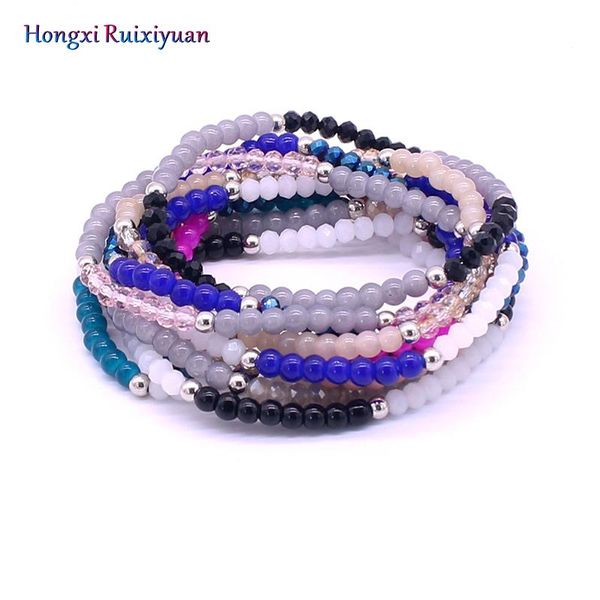 

beaded, strands beaded bracelet fashion crystal glass bead simple exquisite handmade bracelets for women charm jewelry gifts, Black