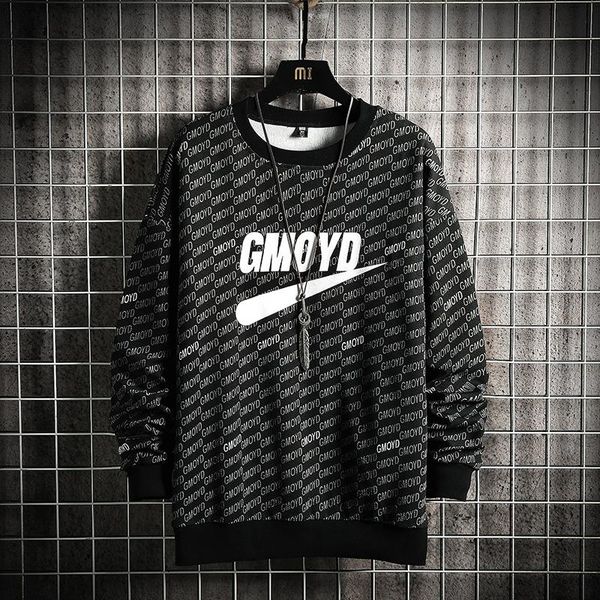 

men's hoodies & sweatshirts 2021 patchwork color print hip hop streetwear sweatshirt black white spring autumn casual clothes