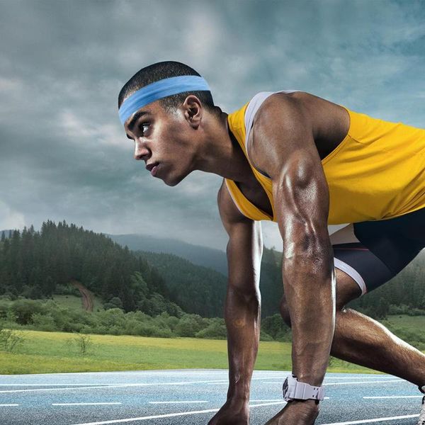 

sports elastic breathable headband solid color classic delicate gym fitness basketball volleyball sweatband, Yellow;black