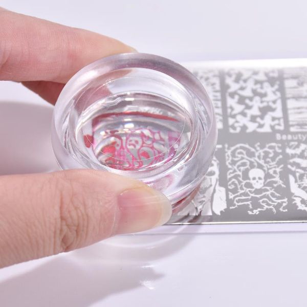 

nail art kits chess style jelly blue transparent stamper silicone clear pink scraper stamping tool kit set