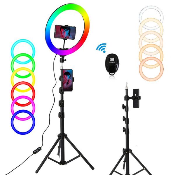 

flash heads 13inch rgb lamp selfie ring light with matte strong tripod stand pography for tiktok youtube makeup video shooting