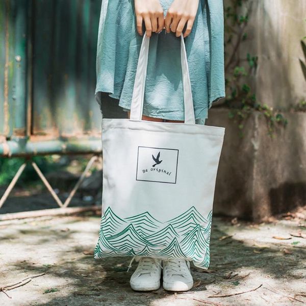 

storage bags 1pc retro literary canvas bag women shoulder cotton shopping shopper ladies reusable hand