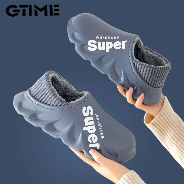 

slippers 2021 winter warm men shoes waterproof women couples non-slip plush cotton indoor outdoor cozy home autumn thick hee, Black