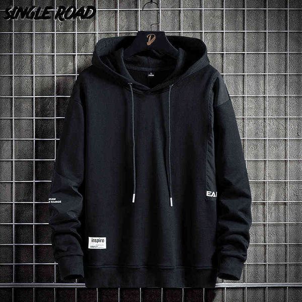 

single road mens hoodies men techwear sweatshirt oversized japanese streetwear harajuku hip hop black hoodie men plus size 211217