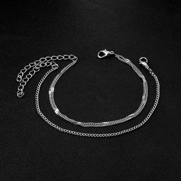 

anklets summer anklet 2021 simple tile pattern temperament double-layer beach stack wearing chain bracelet women 21cm, Red;blue