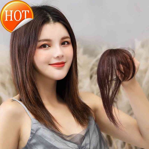 

real hair 3d bangs piece wig ultra thin net red natural qi curtain, Black