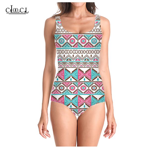 

cloocl 2021 bohemian tribal totem 3d print summer sleeveless women colorful swimsuit fashion swimsuits beach one piece swimwear, White;black