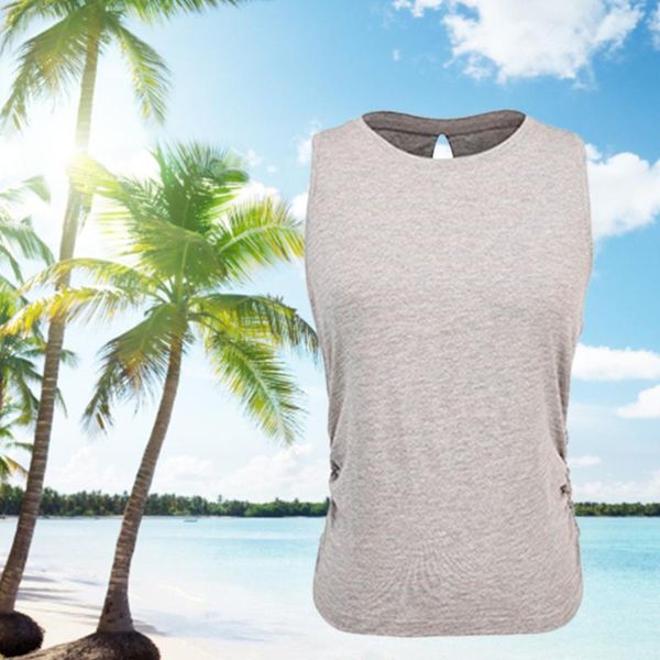 

women's quick-dry fitness sports vest open back yoga vest(grey, White;red