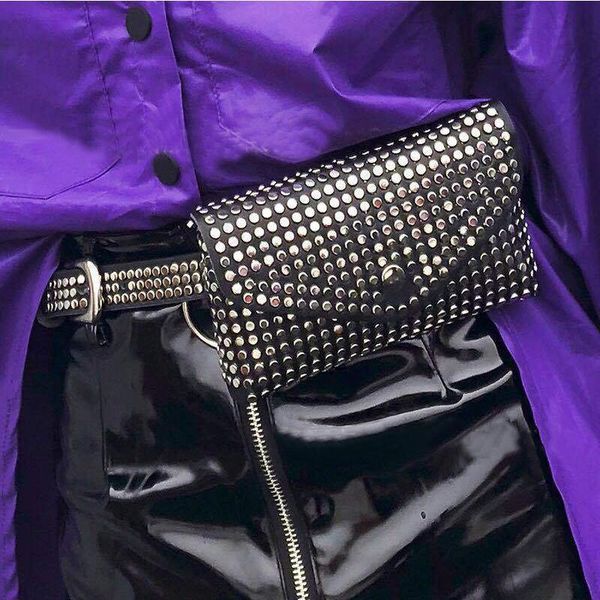 

2021 women waist bag female belt new brand pu leather purse rivet fashion fanny pack ladies waist pack belly bags