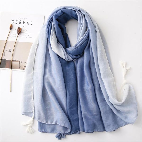 

scarves 2021 est women ombre pattern cotton scarf 4 colors 10pcs/lot, Blue;gray