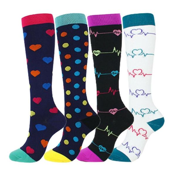 

sports socks compression for swelling running hiking basketball soccer footwear varicose veins pulled muscle men women, Black