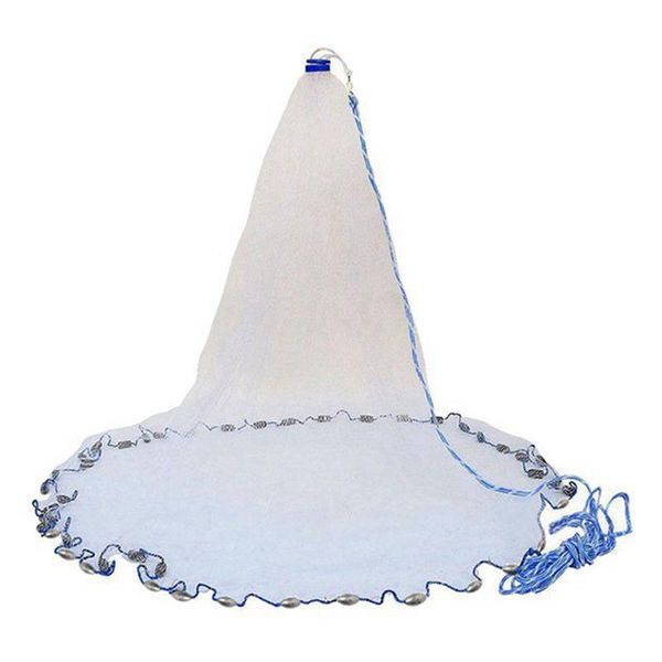 

14ft 4.2m fishing net bait easy throw hand cast strong nylon mesh sinker
