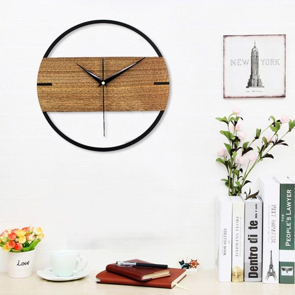 

12 inch 3d silent vintage wall clock simple modern design wooden clocks for bedroom stickers wood wall watch home decor
