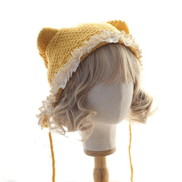 

beanies winter handmade lace knitted hat women girl autumn cute casual fashion wool warm wholesale 2021