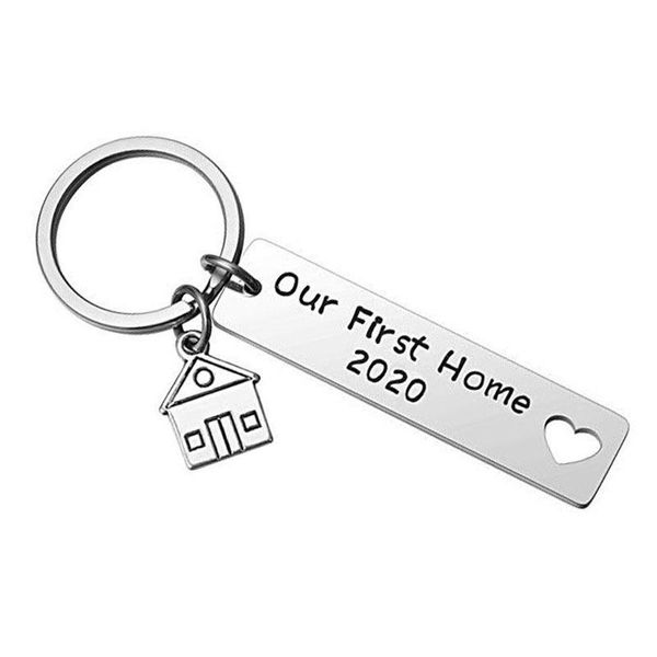 

keychains doradeer simple key chain women our first home 2021 creative letter keychain keyring zinc alloy stainless pendant, Silver