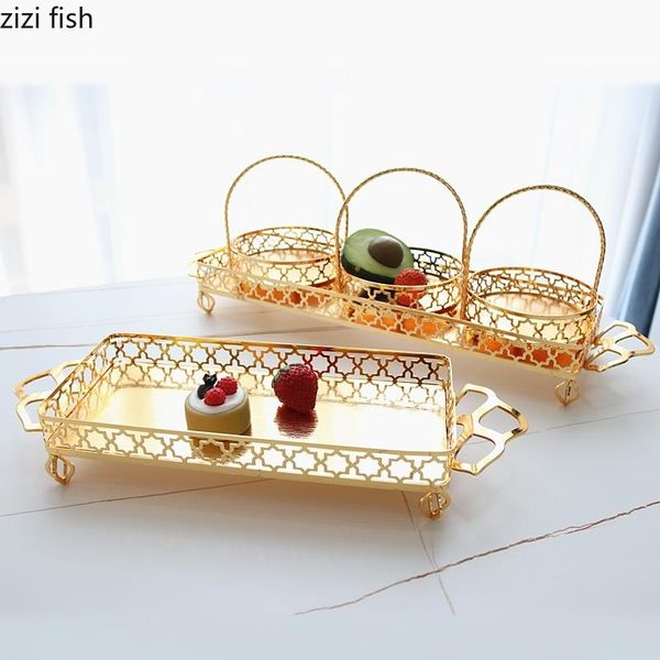 

baking & pastry tools rectangular golden flower basket fruit tray wrought iron wedding dessert table cup cake coffee counterdecoration