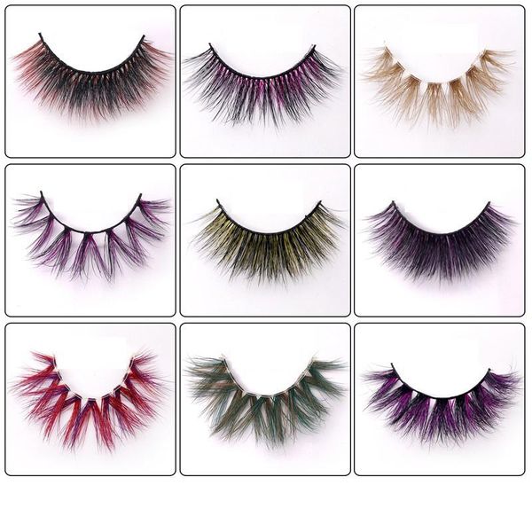 

false eyelashes handmade mink hair colored stage makeup masquerade thick exaggerated cosplay 3d full long fluffy
