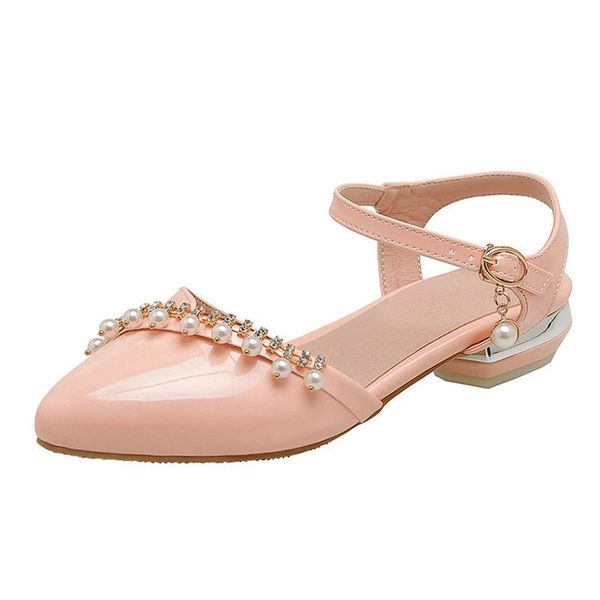 

sandals 2021 plus size 43 elegant women spring summer comfort square low heels fashion sweet pointed toe pink ladies, Black