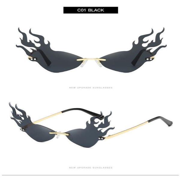 

vintage men women sunglasses women 2021 designer uv400 rays new flame oversized kndft rimless shades for glasses sun ojpeh, White;black