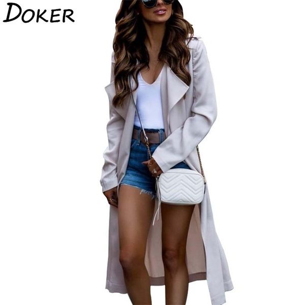 

autumn winter casual long trench coat women sleeve loose fashion thin office s streetwear feminino 210603, Tan;black