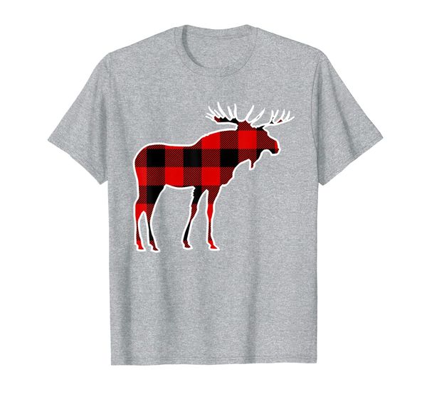 

moose red buffalo plaid deer elk matching pj family gift t-shirt, White;black