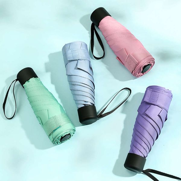 

mini 50% 6 bone umbrella pocket pure color small fresh creative sunshade black glue sunscreen uv