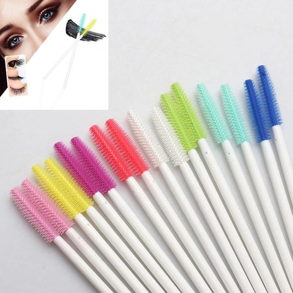 

makeup brushes 50 pcs wegwerp silicone wimpers borstels wit handvat applicator mascara stok borstel wimper extension vrouwen tools