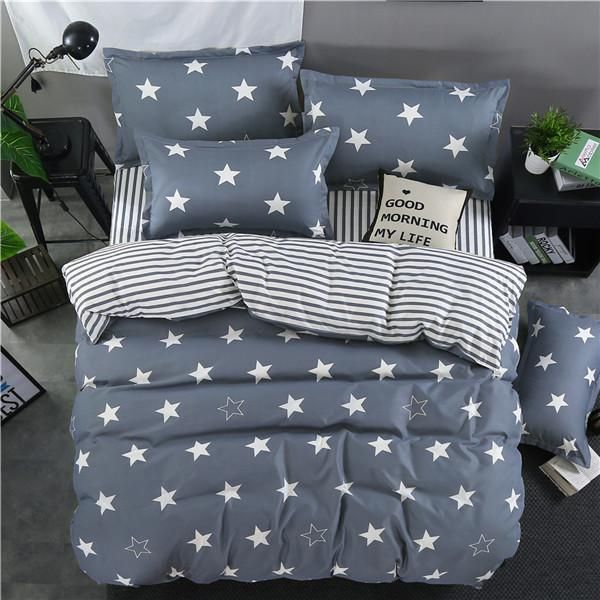 

bedding sets 2021 home textile geometric pattern printing solid color simple fashion suit duvet cover pillowcase bed sheet 3/4pcs