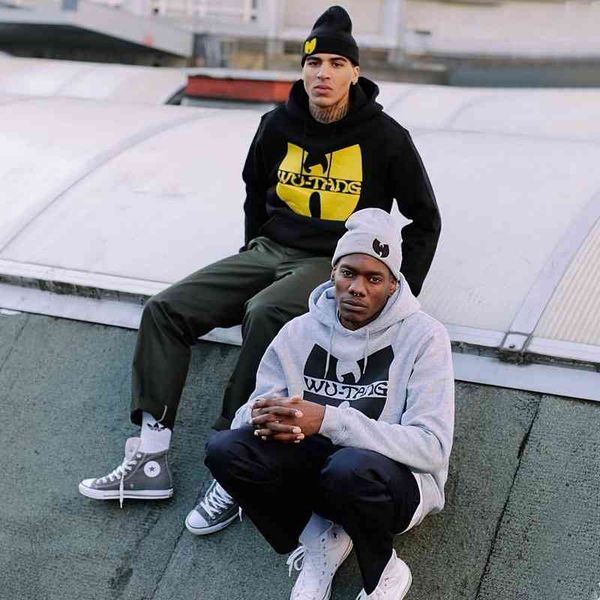 

american trendy hiphop rap wudang personalized plush thickened hoodie, Black