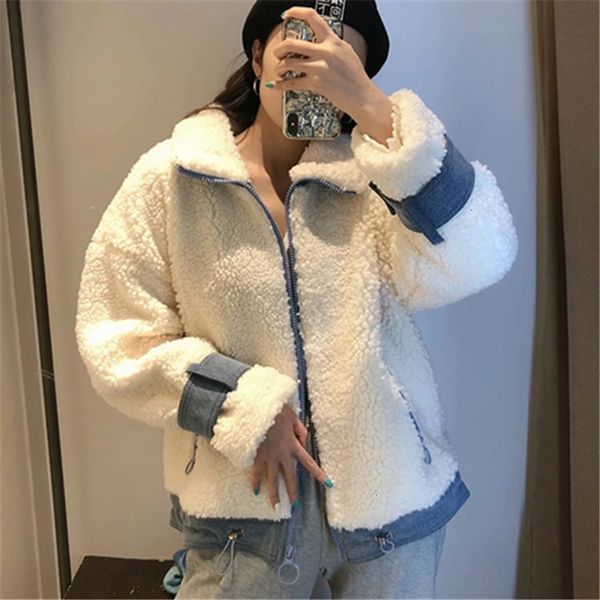 

women's jackets style clothing korean version sweet temperament student thick cotton lamb wool coat htde, Black;brown