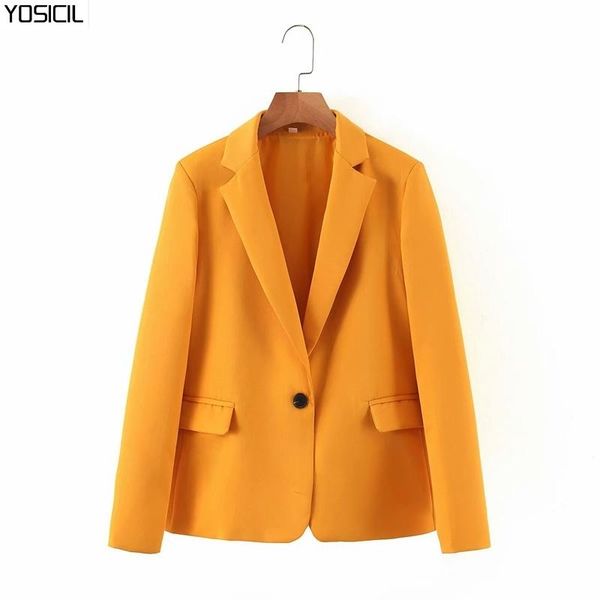 

yosicil solid long sleeve blazer women casual notched collar pockets jacket ladies office wear single breasted outwear coat, White;black