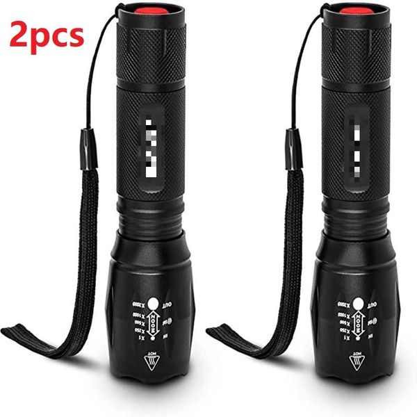 

2pcs zoomable cree xml t6 led 2500 lumen 18650 focus torch lamp adjustable outdoor walkdog camping