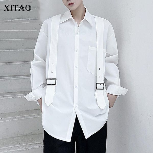 

xitao white loose blouse women simple fashion single breasted all match 2021 new autumn black long sleeve shirt goddess zp2299