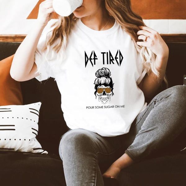 

women's t-shirt pour some sugar on me 100%cotton skull print women funny motherhood tee mother's day gift fashion momlife, White