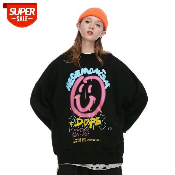 

seveyfan 2021 men's hip hop sweatshirts cartoon printed hoodies pure cotton loose sport pullover for couples #tq1c, Black