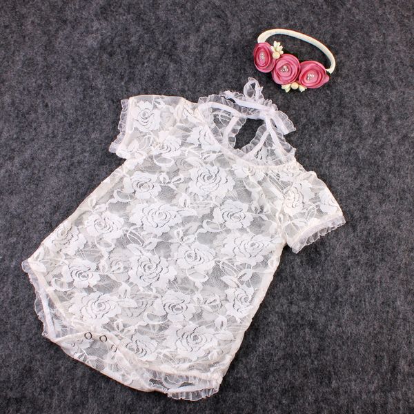 Neugeborenes Baby Lace Strampler Kinder Mädchen Nette Fotografie Strampler Bogen Jumpsuits Infant Kleinkind Foto Kleidung Weiche Bodysuit 0-3m KBR08