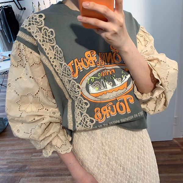 

2021 autumn fashion letter print oversized contrast color long sleeve loose hoodies new graphic sweatshirt women zy6a, Black