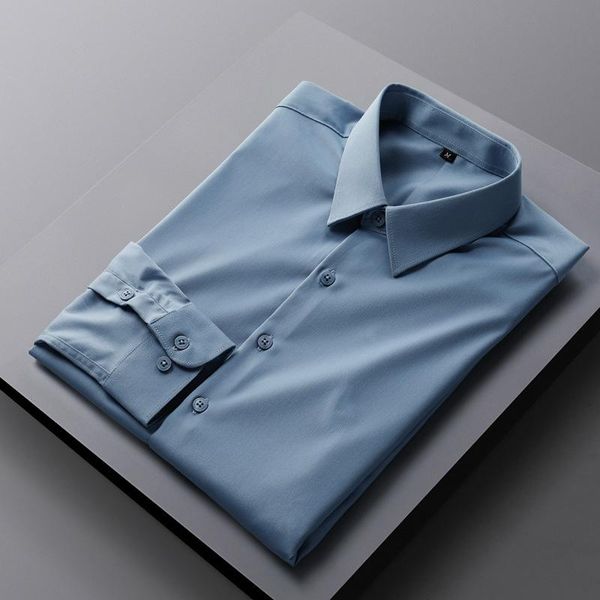 

men gentleman soft business office dress shirt long sleeve solid color casual clothes camisa social masculina, White;black