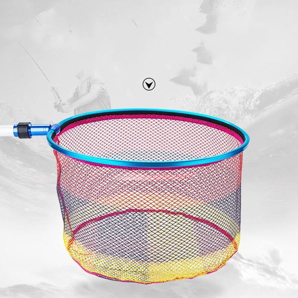 

fishing net head nylon round collapsible fishing tools rhombus mesh hole folding nylon landing dip net head pesca tackle