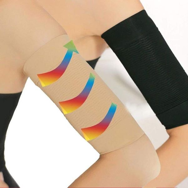 

beauty women slimming arm shaping massager sports protect belt 2 pairs sleeve for arms, Black;gray