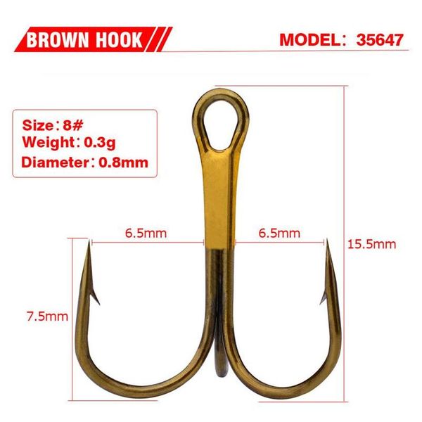 

high quanlity 7size gold stainless steel fishing hook treble hooks with barb freshwater/saltwater f jllqpu soif
