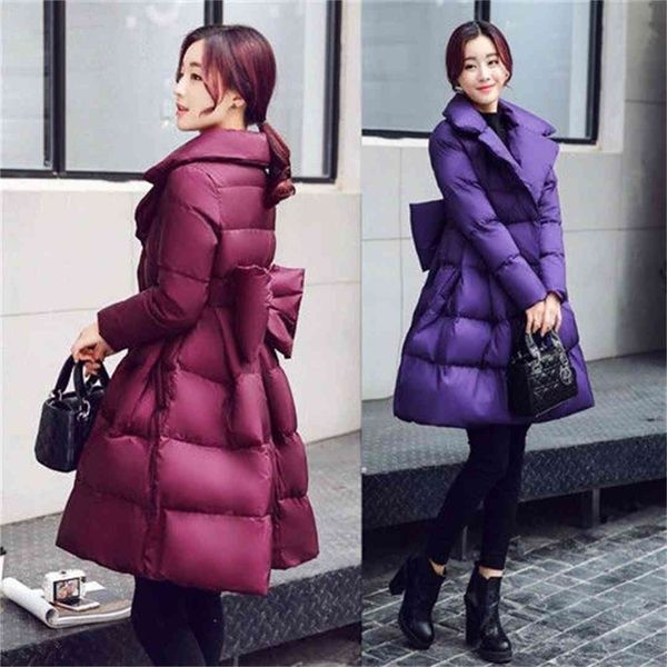 

2021 new womens coats winter down jackets female long silm warm fashion solid causal parkas ladies outerwear clothing w283, Black