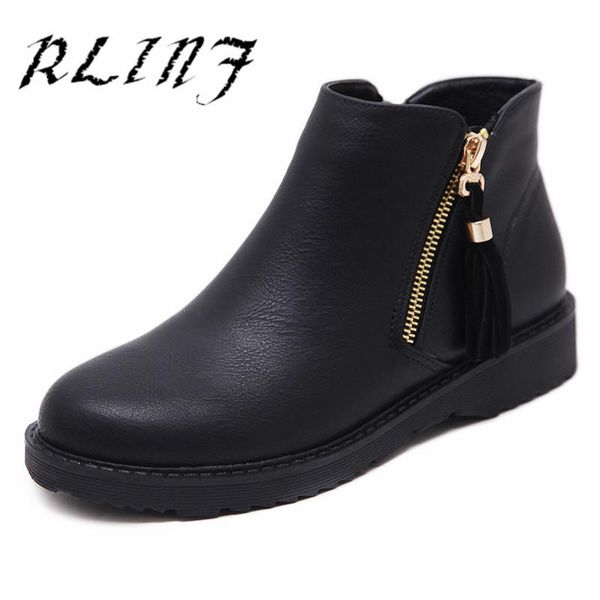 

boots rlinf fashion warm snow 2021 heels winter arrival women ankle shoes, Black