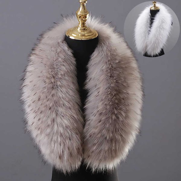 Winter Große Faux Fuchs Pelz Kragen Gefälschte Pelzmantel Schals Luxus Frauen Männer Jacken Kapuze Schal Decor Weibliche Hals Kragen wraps H0923