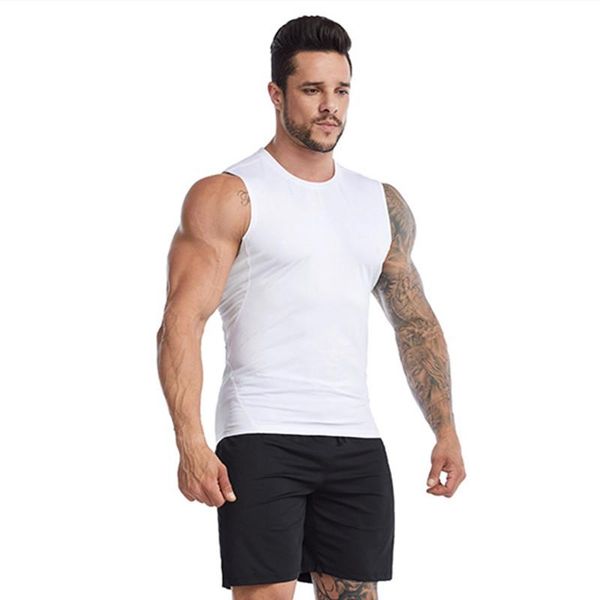 

running jerseys men's vest tight-fitting basketball sports training quick-drying breathable high elastic men gym tank corset, Black;blue