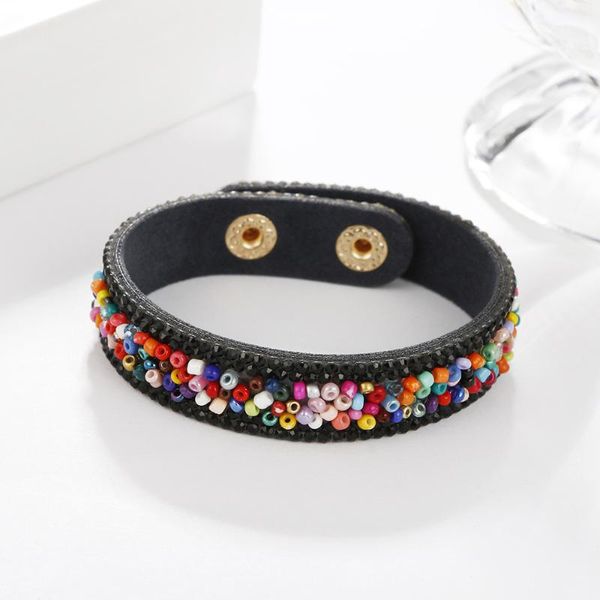 

tennis bohemian colorful leather wrap bracelets&bangles women girls handmade seed beads charms bracelet wristband jewelry gift, Golden;silver