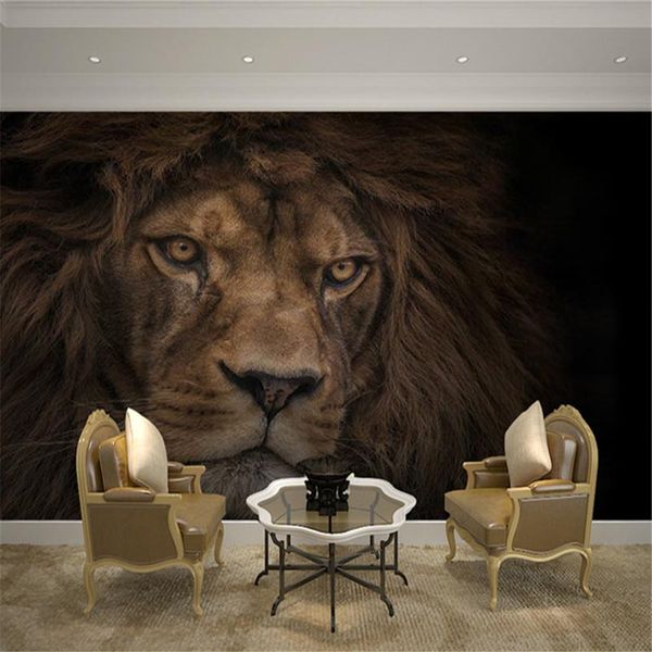 Foto Wallpaper Personalizado 3D Stereo Lion Backdrop Wall Mural Hotel Sala de estar Clássico Decoração Paper Papel de Parede